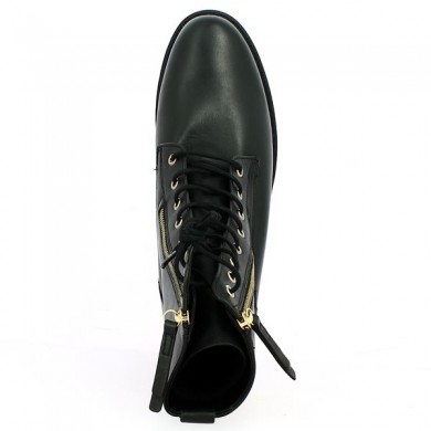 Black thick sole boots large size and gold zip woman, top view