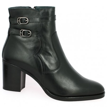 Ghislaine - Black leather ankle boot with heel - Heeled boots 42, 43 ...