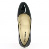 black patent pumps large size, round toe, top view