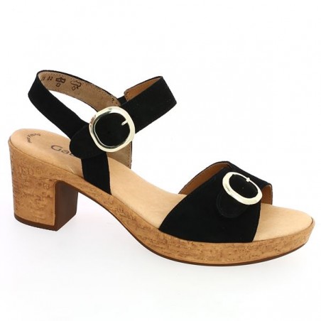 gabor black velvet clog sandal large size, profile view