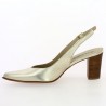 gold leather pump, open toe, large size, inside view