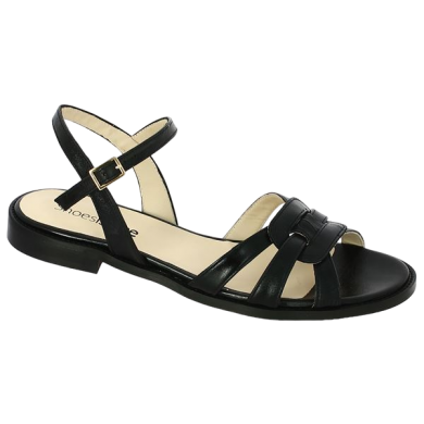Shoesissime large size black flat sandal, profile view