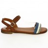 sandalette leather camel blue large size woman, side view