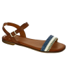 sandalette leather camel blue large size woman, profile view