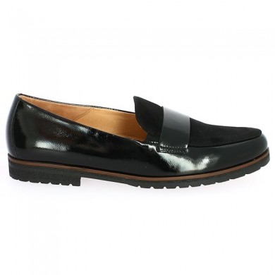 moccasin vernis velours noir Gabor grande size, side view