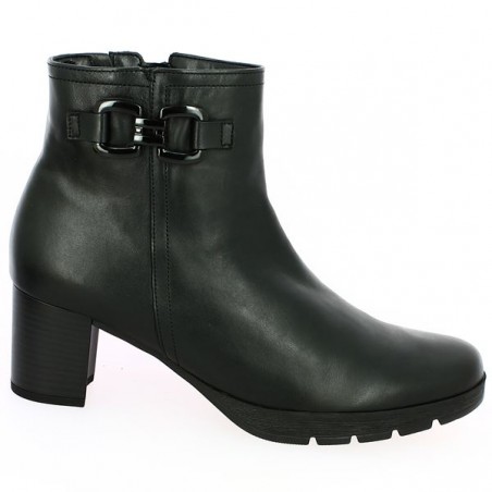 boots noire Gabor petit talon grande taille, vue profil