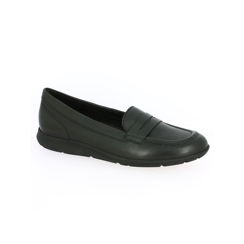 mocassin confort Gabor cuir noir grande taille, vue profil