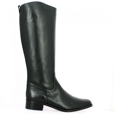 Women's black leather riding boots, large size, profile view
