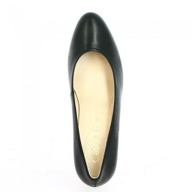 black leather platform pump Gabor large size Shoesissime, top view