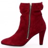 crumpled red velvet ankle boots, large size, inside view