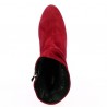 crumpled red velvet ankle boots, large size, top view