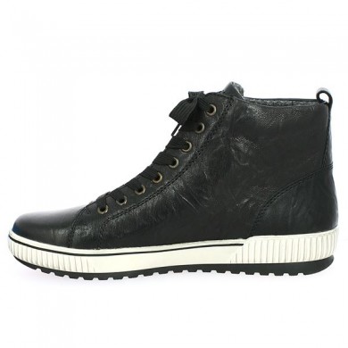 Remonte sneakers black leather white sole 42, 43, 44, 45, inside view