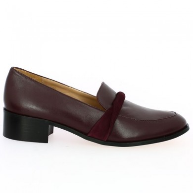 mocassin cuir bordeaux drapé femme grande pointure 42, 43, 44, 45 Shoesissime, vue coté