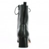 Shoesissime black leather lace-up boots with square toe, women's large size, rear view