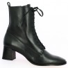 Shoesissime black leather lace-up ankle boots large size woman, profile view