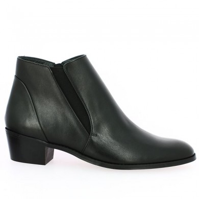 bottine grande taille noire femme petit talon tout cuir Shoesissime, vue coté