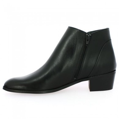 Shoesissime all-leather ankle boot in large black size for women, small heel, interior view