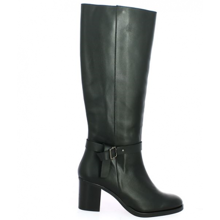 black leather women's boots thick heel 42, 43, 44, 45 Shoesissime, profile view