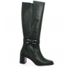 Shoesissime chic black leather tall women's heels boot, profile view