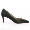 Shoesissime 7 cm pointed toe black leather pump, side view