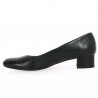 Black leather small heel pump, large size, inside view