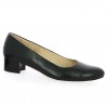 Women's small heel 42, 43, 44, 45 large size black leather, profile view