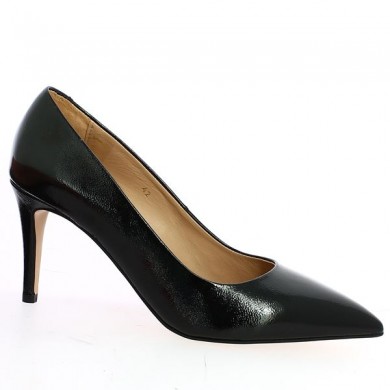 stiletto high heel thin black patent woman 42, 43, 44, 45 Shoesissime, profile view