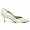 pearly white heels large size woman wedding ceremony, side view