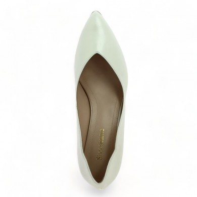 escarpin pointu blanc nacré grande pointure femme Shoesissime, vue dessus