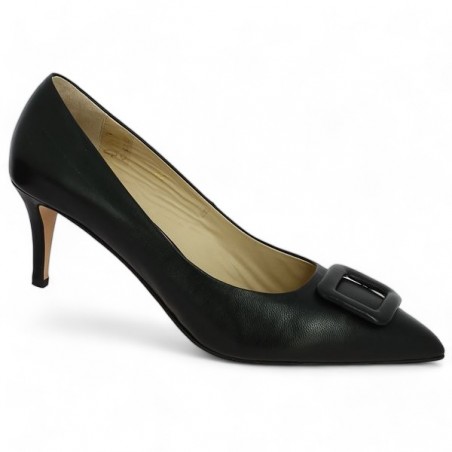 escarpin noir femme grande taille 7 cm talon Shoesissime, vue profil