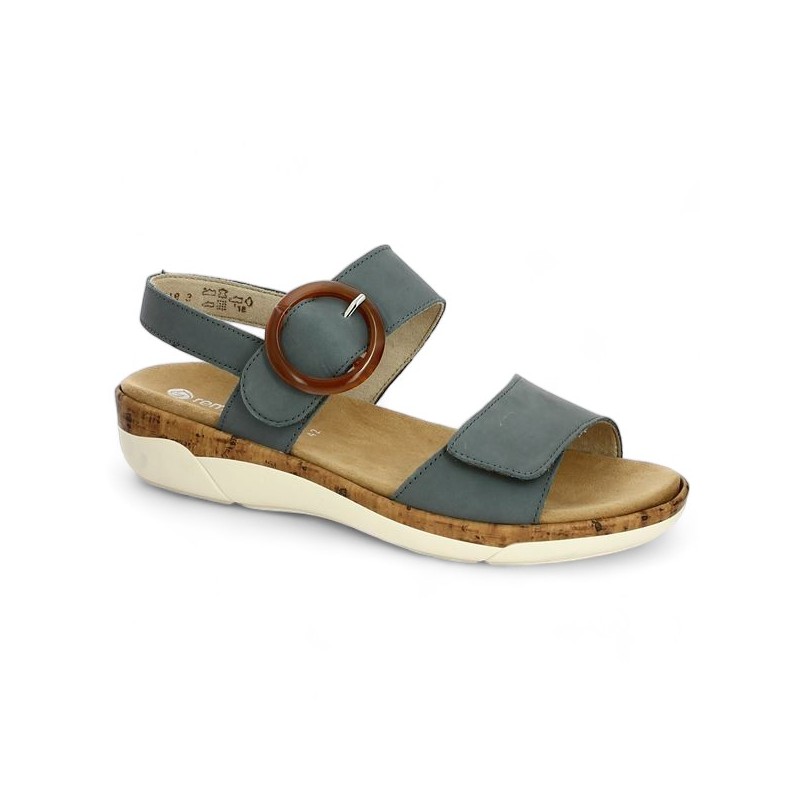 Remonte sandal large blue velcro strap R6853-14 large size woman, profile view