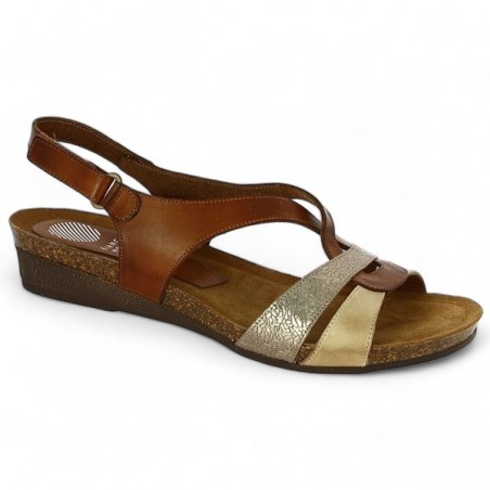 sandale coup de pied découvert 42, 43, 44 femme camel doré Shoesissime, vue profil