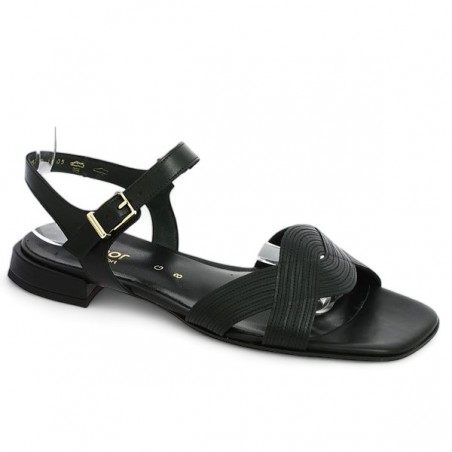 Gabor sophisticated black flat sandal large size woman Shoesissime, profile view