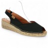 espadrille femme grande taille cuir noir ouverte devant Toni Pons Shoesissime, vue profil