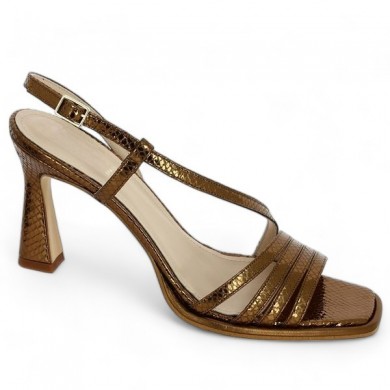 women's brown bronze heeled sandal 42, 43, 44, 45 Shoesissime, profile view