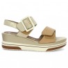 wedge sandal large size beige and gold Remonte scratch straps, view details