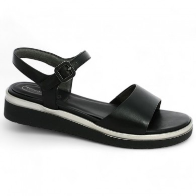 black wedge sandal tamaris confort grande taille Shoesissime, view profile