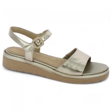golden sandal wedge heel large size Tamaris comfort Shoesissime, profile view
