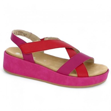 pink and red wedge sandal 42, 43, 44, 45 D1N52-33, profile view