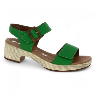 green sandal clog heel 42, 43, 44, 45 Remonte Shoesissime, profile view