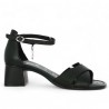 Black leather sandal large size woman Remonte D1K50-00, side view