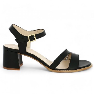 Shoesissime black sandal with 42, 43, 44, 45 heels, side view