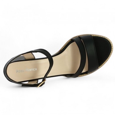 Shoesissime women's black dress sandal large heel, top view