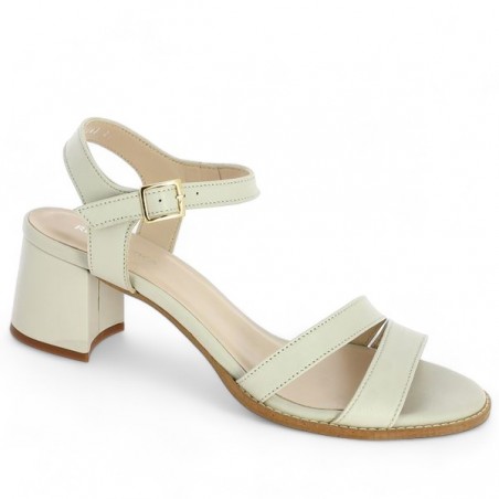 sandale blanc cassé 42, 43, 44, 45 talons femme Shoesissime, vue profil