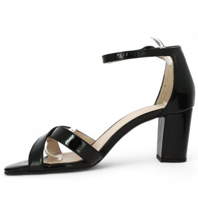 sandale fermée au talon vernis noir grande pointure femme Shoesissime, vue intérieure