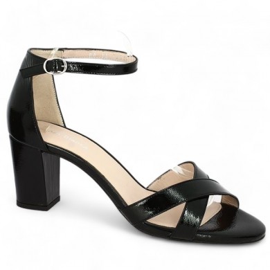 black patent heel sandal 42, 43, 44, 45 Shoesissime counter, profile view