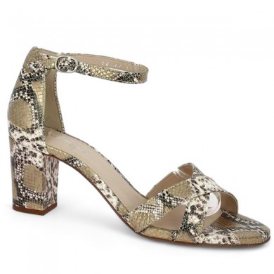 snake print sandal with 42, 43, 44, 45 Shoesissime heel, profile view