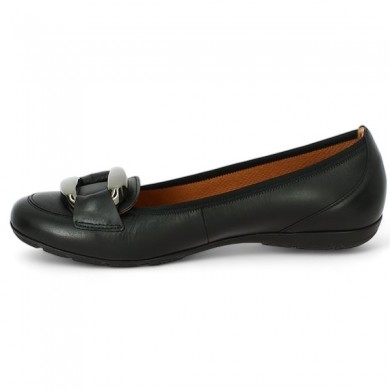 chic black ballerina Gabor 42, 42.5, 43, 44, Shoesissime square buckle, interior view