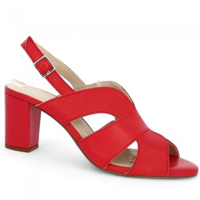 red leather sandal 42, 43, 44, 45 woman large size Shoesissime, profile view