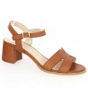 Stina - Nu-pieds cuir camel - Sandales à talons grande pointure - Shoesissime